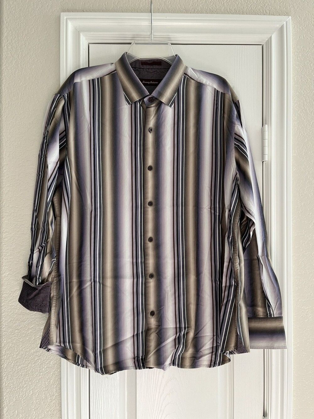TOMMY BAHAMA Solana Striped Cotton Silk Button Up Dress Shirt Men’s Size XL